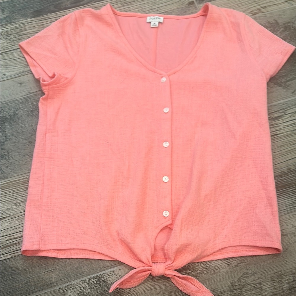 J. Crew Factory Pink Button Down Short Sleeve Top